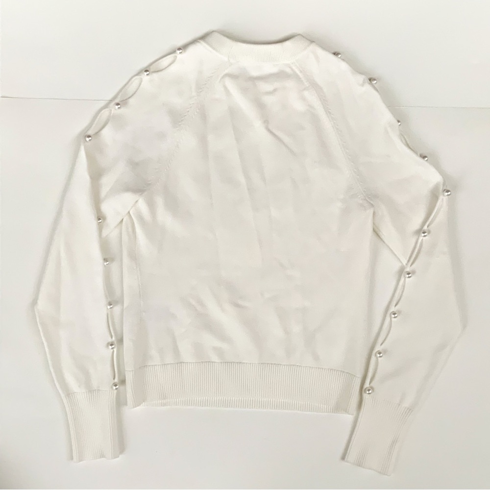 Jonathan Simkhai NWT Geneva Compact Ribbed Pearl Long Sleeve Ivory Top Size XS - Picture 4 of 10